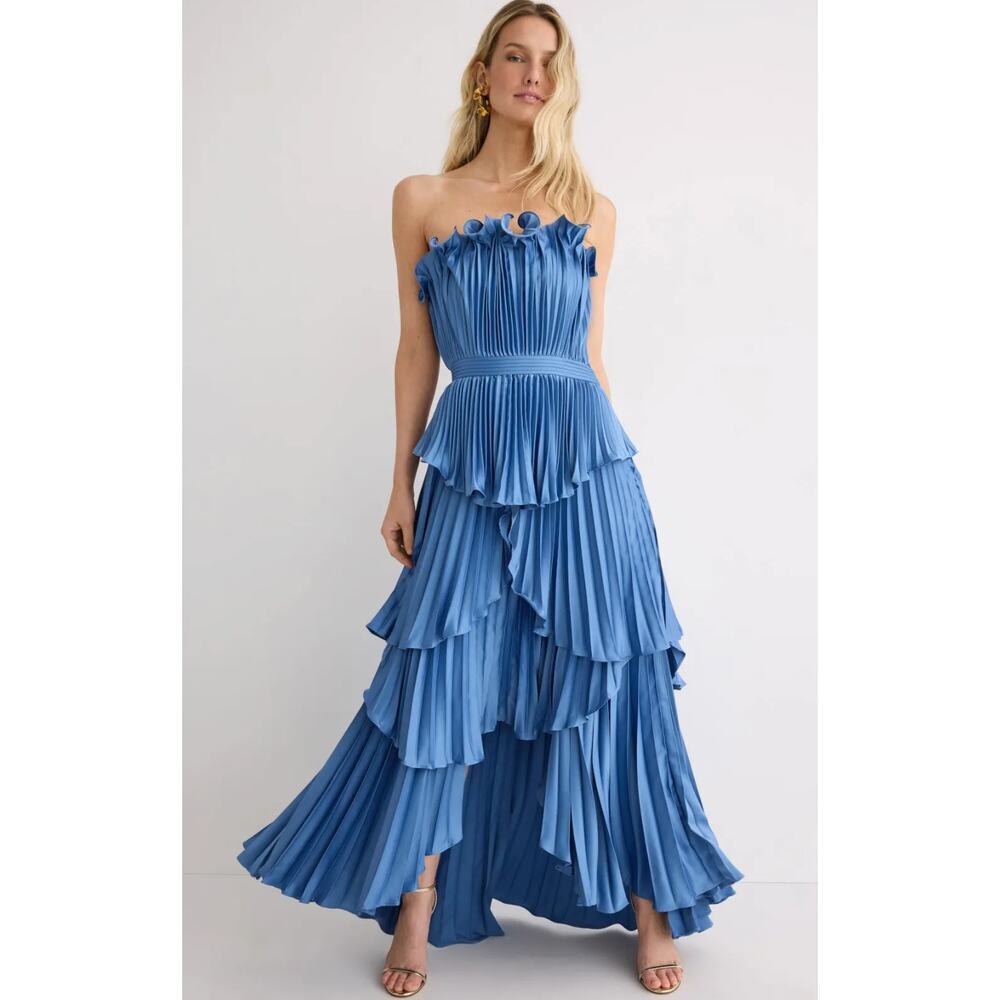 AMUR Janey Midi Dress in Blue